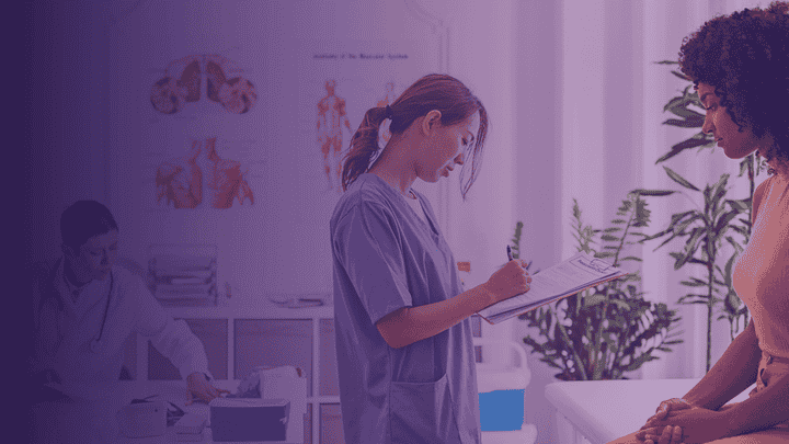 female doctor working with a female patient